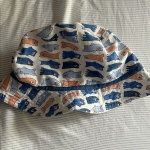 Roberta Roller Rabbit Blue and Orange Fish Print Hat